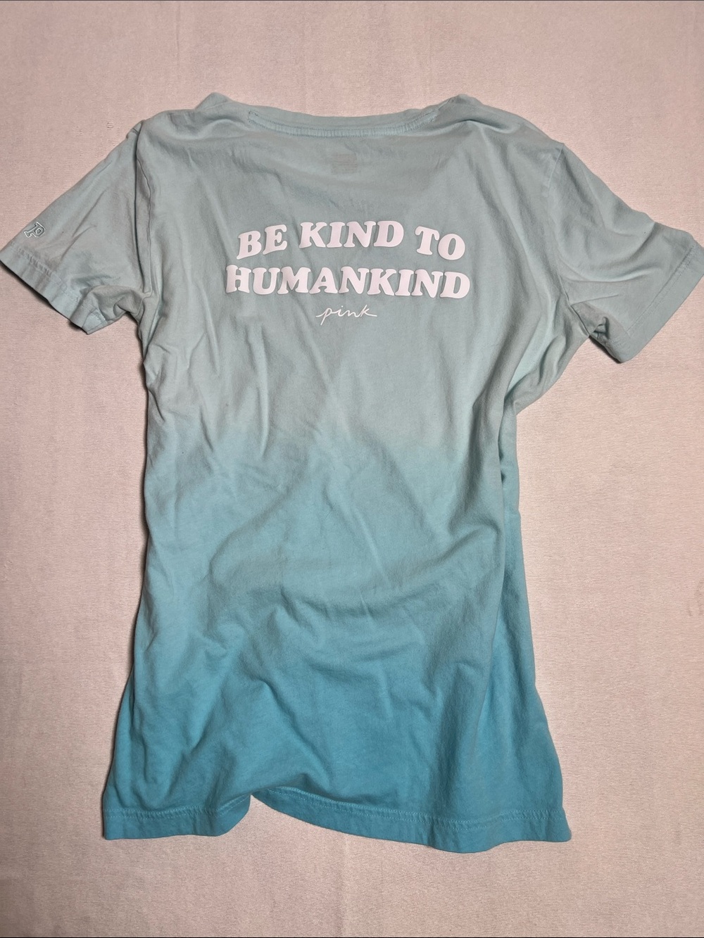 PINK Victoria's Secret Light Blue Graphic Tee with White Logo